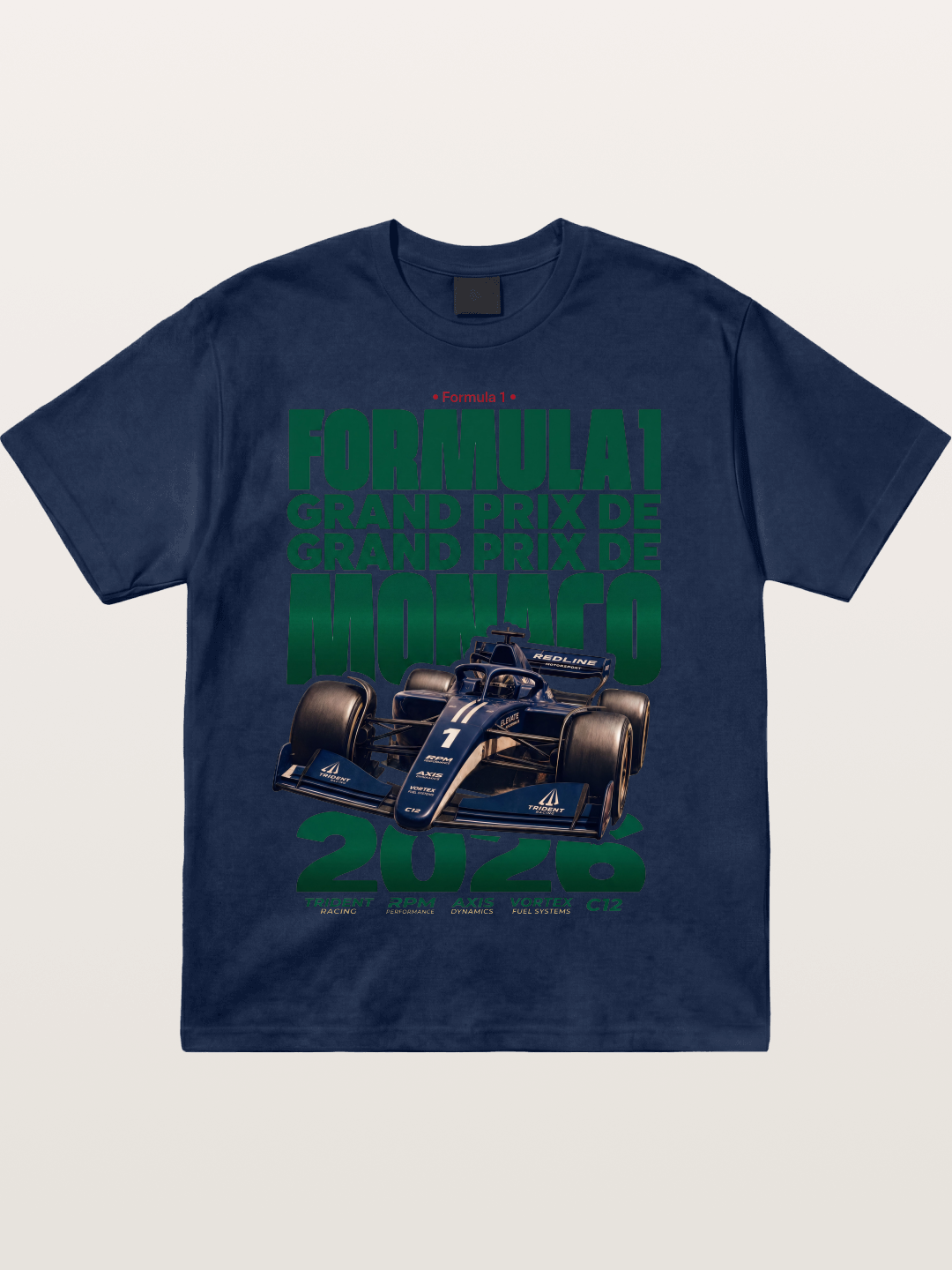 Navy Monaco F1 Grand Prix Art Cotton T-shirt