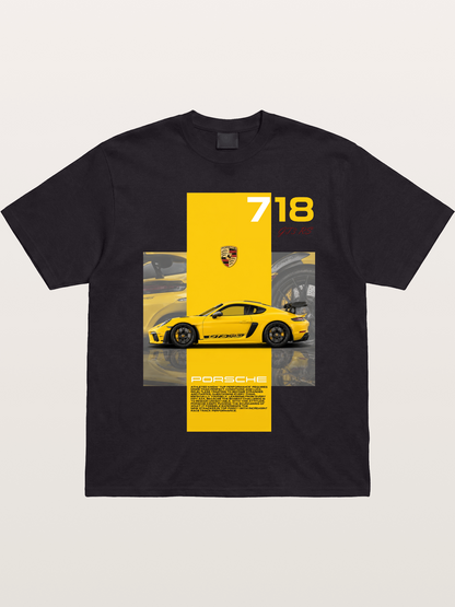 Porsche 718 GT4 RS Yellow Sports Car Gildan T-shirt
