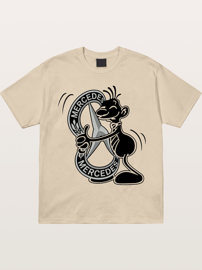 Character Holding Mercedes Emblem Gildan T-shirt