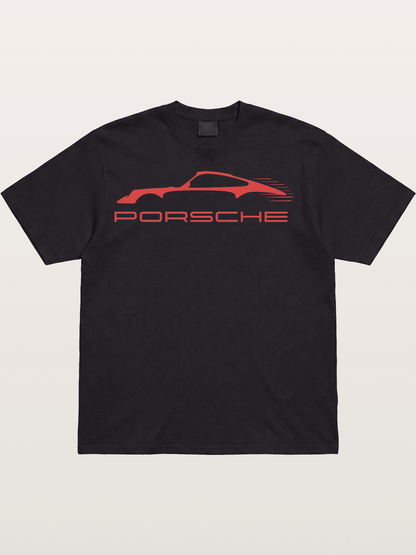 Red Porsche Silhouette Art Cotton T-shirt