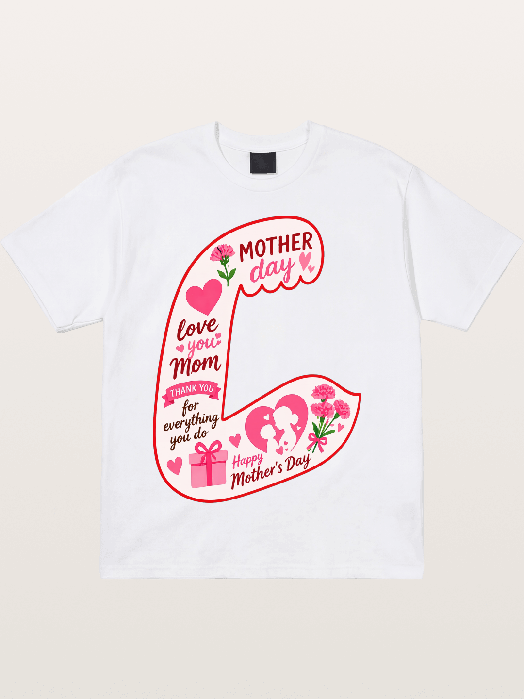 Mother's Day Love You Mom Art Cotton T-shirt