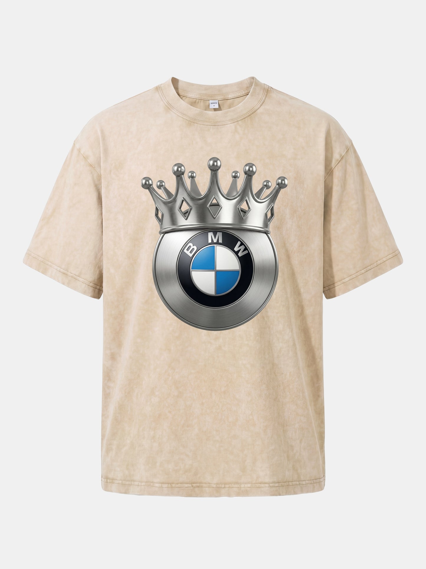 Crowned BMW Logo Metal Art Washed T-shirt