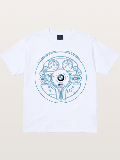 BMW M Vintage Steering Wheel Draft Gildan T-shirt