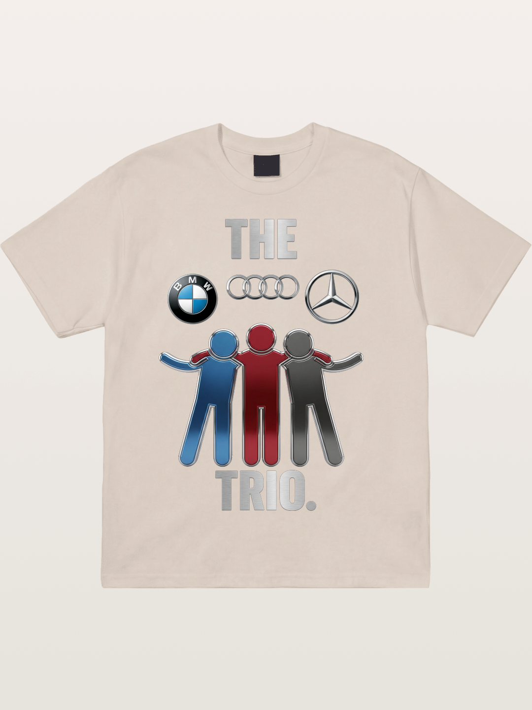 German Car Trio Friendship Print Cotton T-shirt