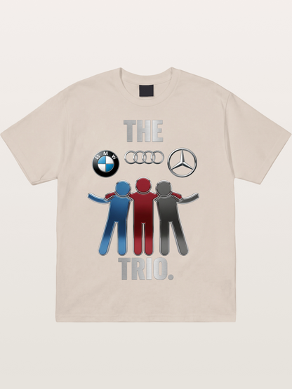 German Car Trio Friendship Print Cotton T-shirt