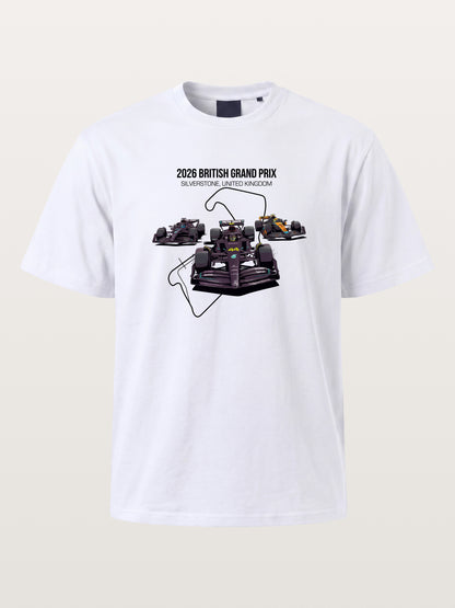 F1 Cars Silverstone Track Overlay Cotton T-shirt