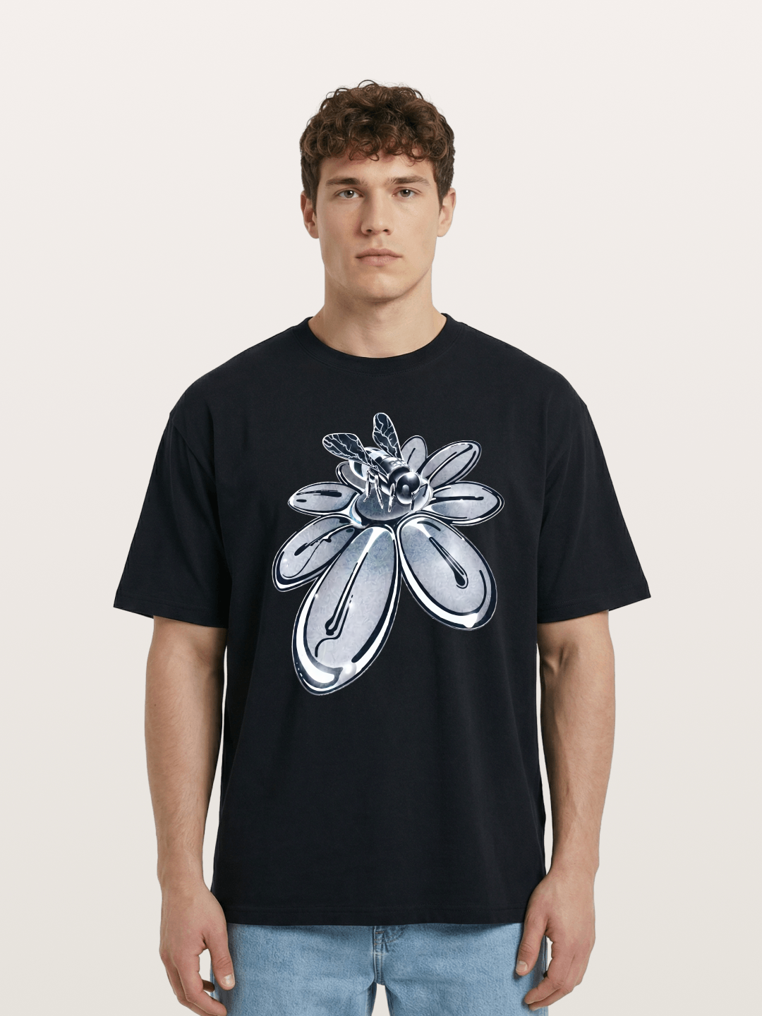EDC Silver Chrome Daisy Art Cotton T-shirt