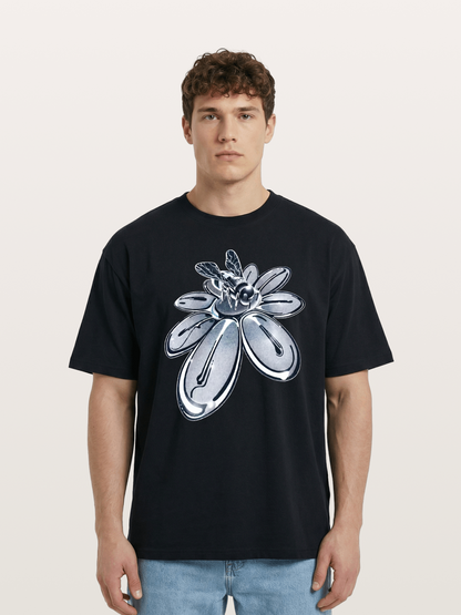 EDC Silver Chrome Daisy Art Cotton T-shirt