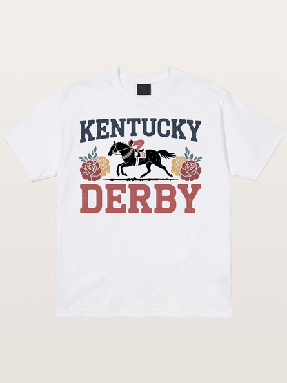 Kentucky Derby Rose Horse Poster Cotton T-shirt