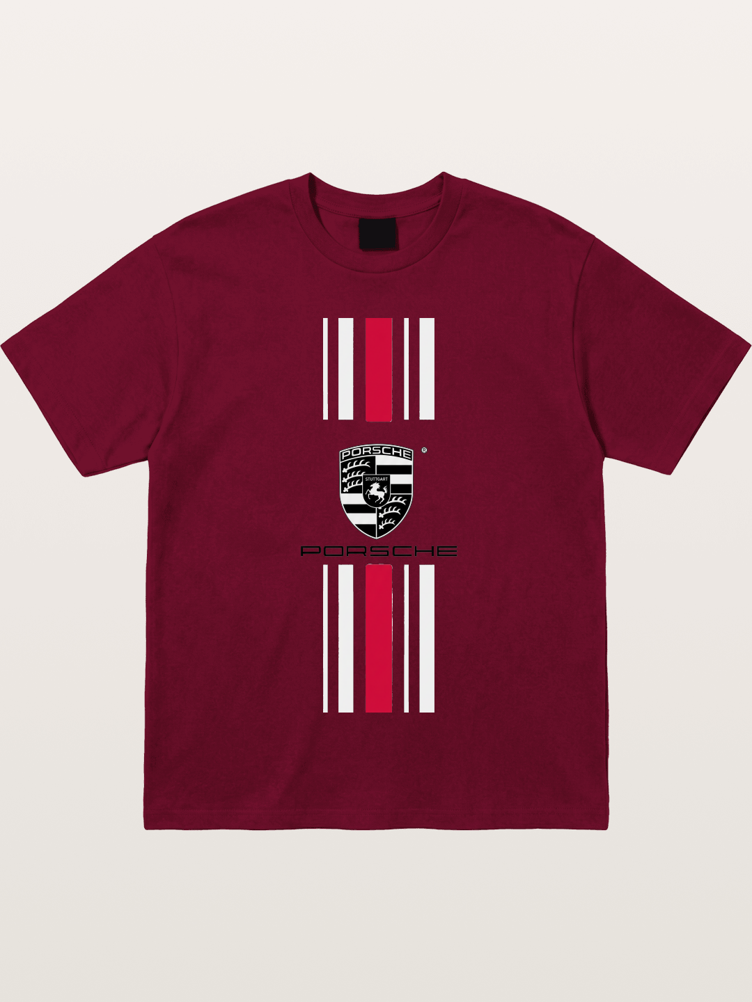 Porsche Crest Striped Design Gildan T-shirt