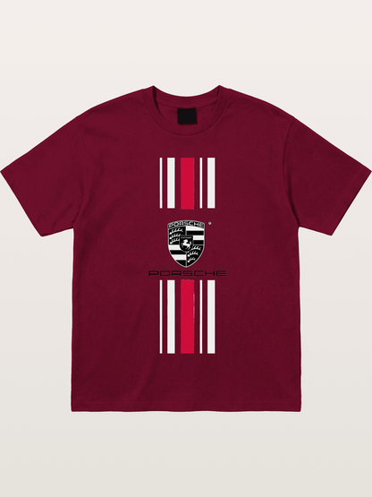 Porsche Crest Striped Design Gildan T-shirt