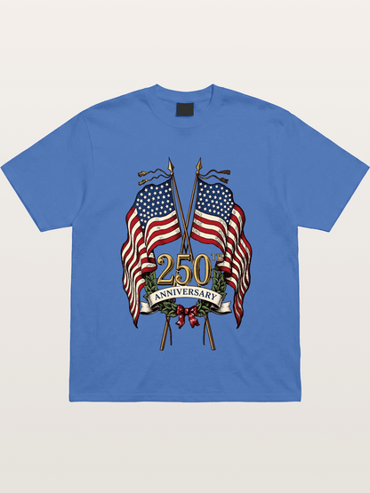 US Flags Anniversary Poster Gildan T-shirt