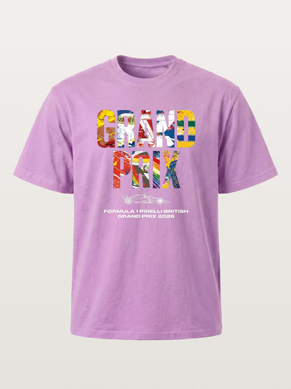 2026 British Grand Prix Multi-Flag Typography Gildan T-shirt