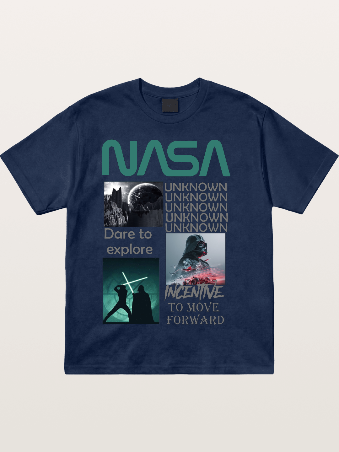 Space Sci-Fi NASA Star Wars Collage Cotton T-shirt