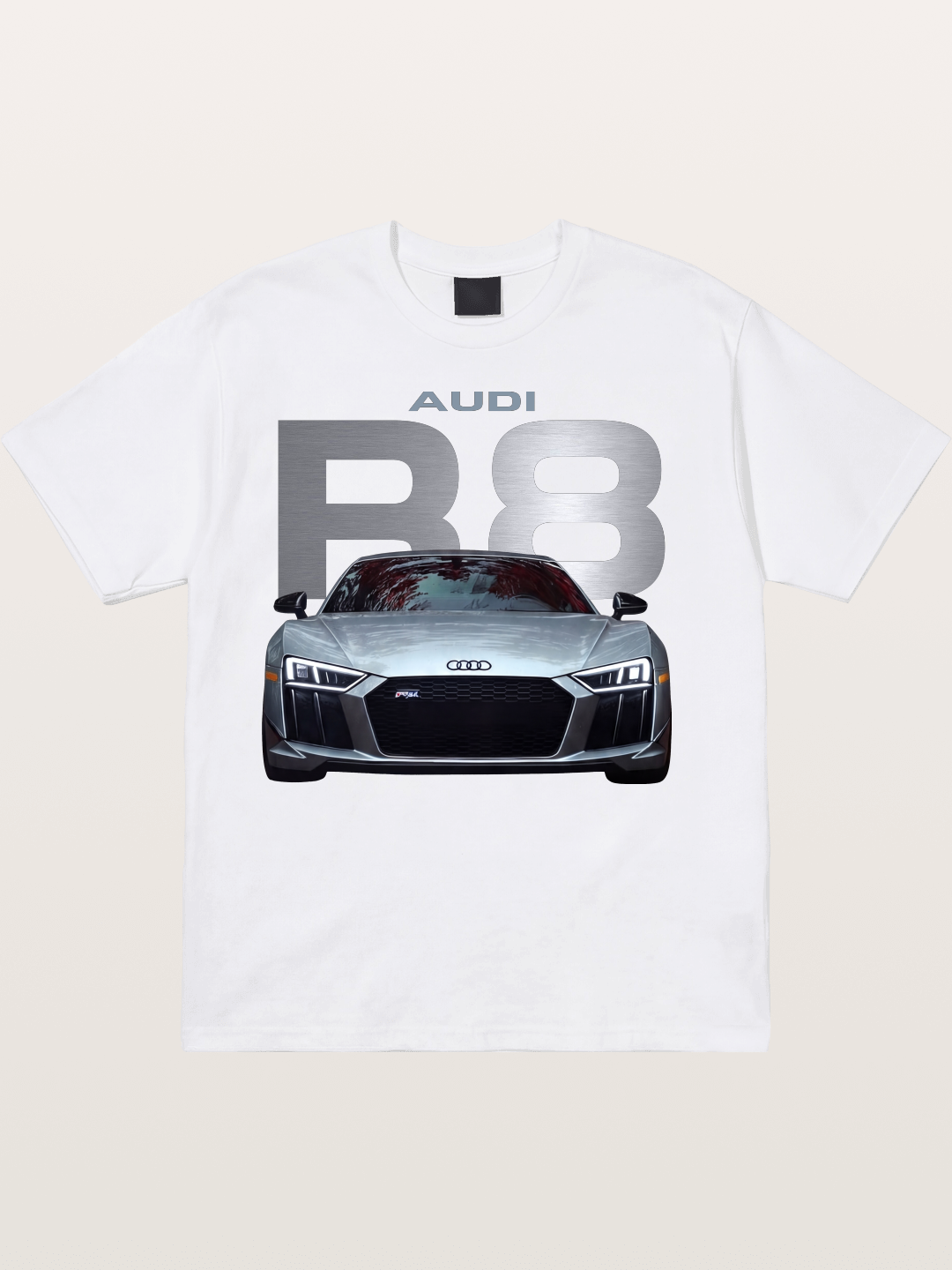 Audi R8 Silver Supercar Front Cotton T-shirt