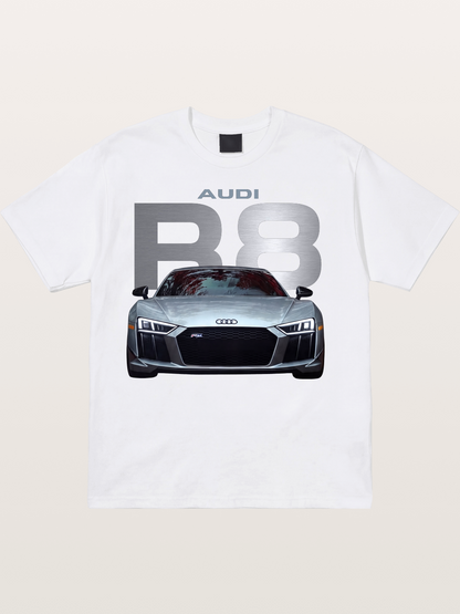 Audi R8 Silver Supercar Front Cotton T-shirt