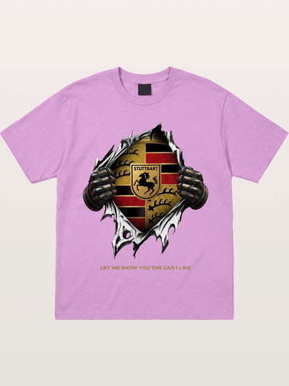 Porsche Crest Tear Through Effect Gildan T-shirt