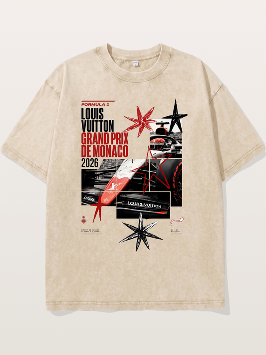 LV Monaco F1 Collage Art Washed T-shirt