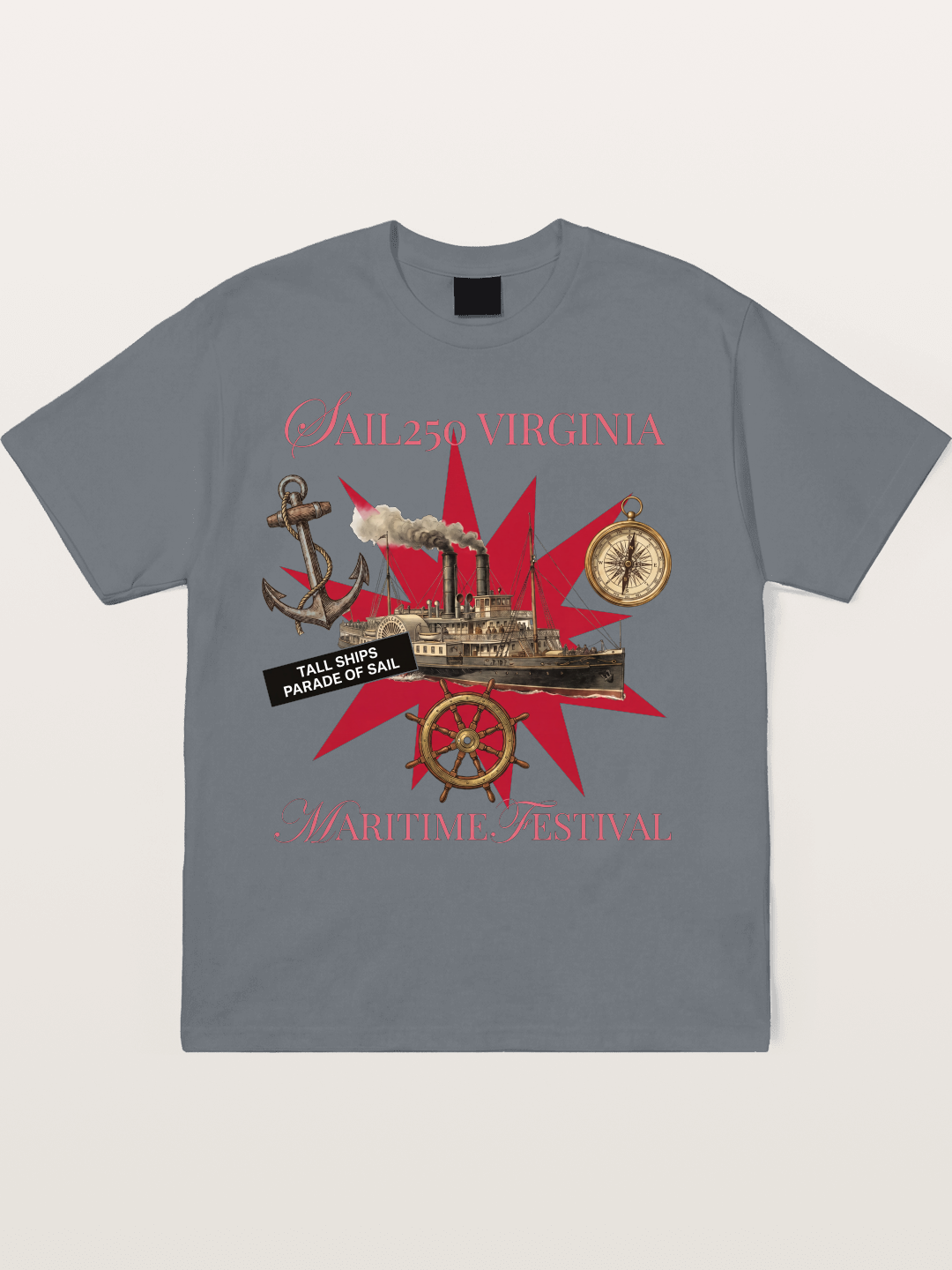 Red Star Tall Ship Festival Art Cotton T-shirt