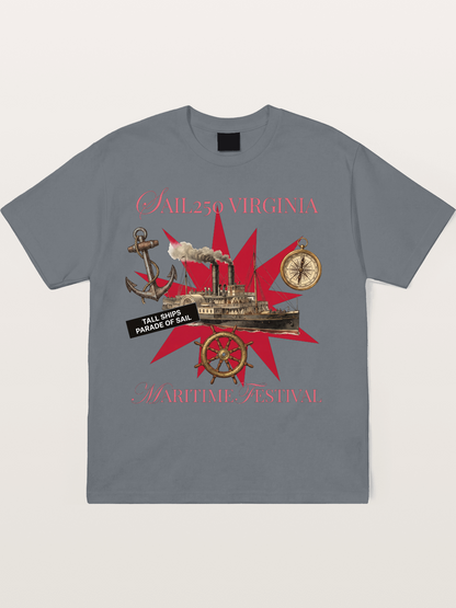 Red Star Tall Ship Festival Art Cotton T-shirt