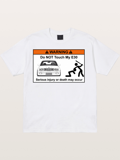E30 Warning Sticker Print Cotton T-shirt