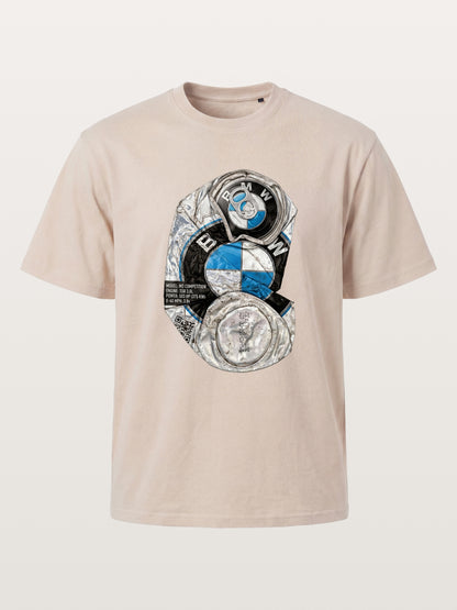 Crushed BMW Cans Collage Cotton T-shirt