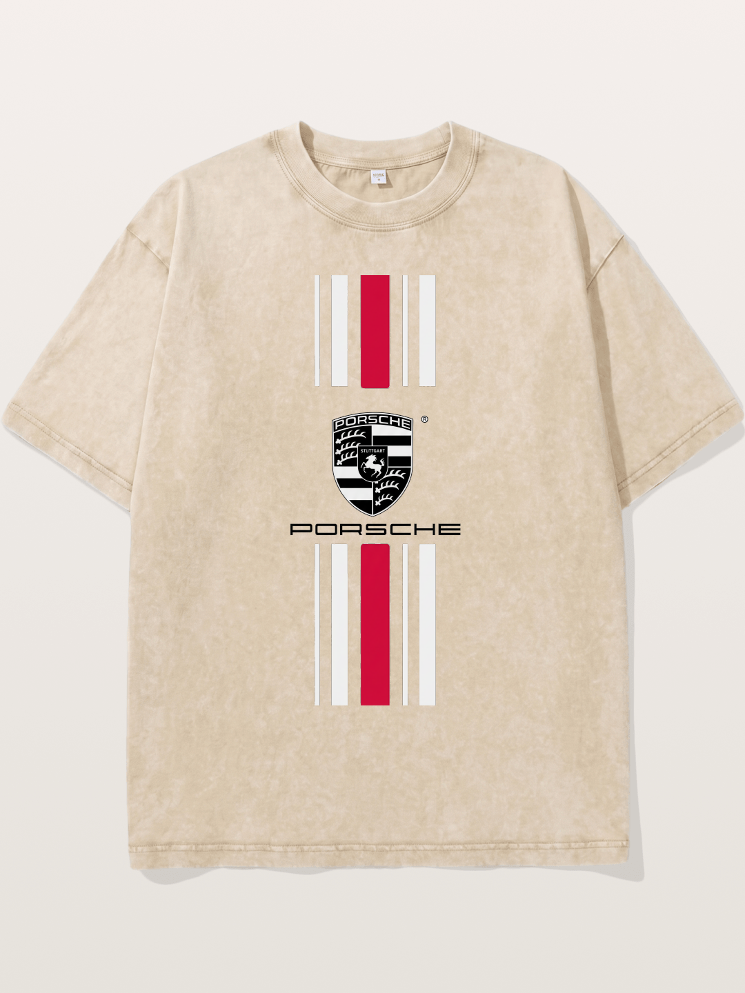 Porsche Crest Striped Design Washed T-shirt
