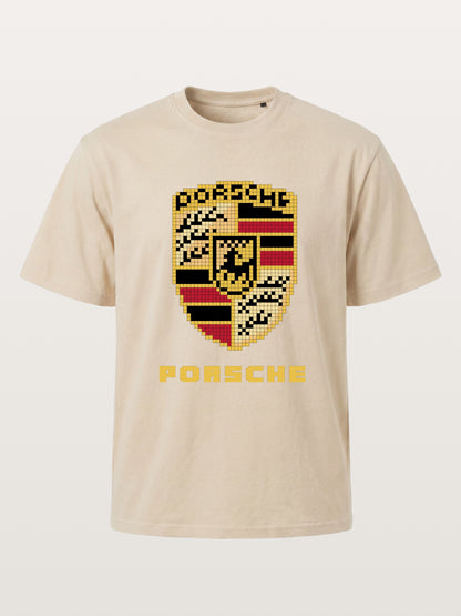 Pixel Mosaic Porsche Crest Emblem Gildan T-shirt