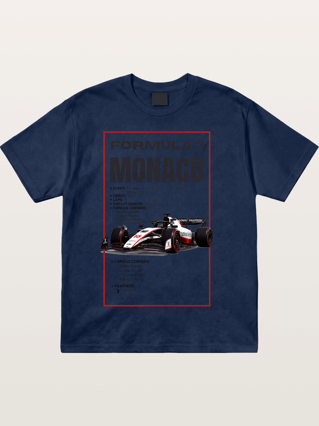 F1 Monaco Grand Prix Fact Sheet Cotton T-shirt