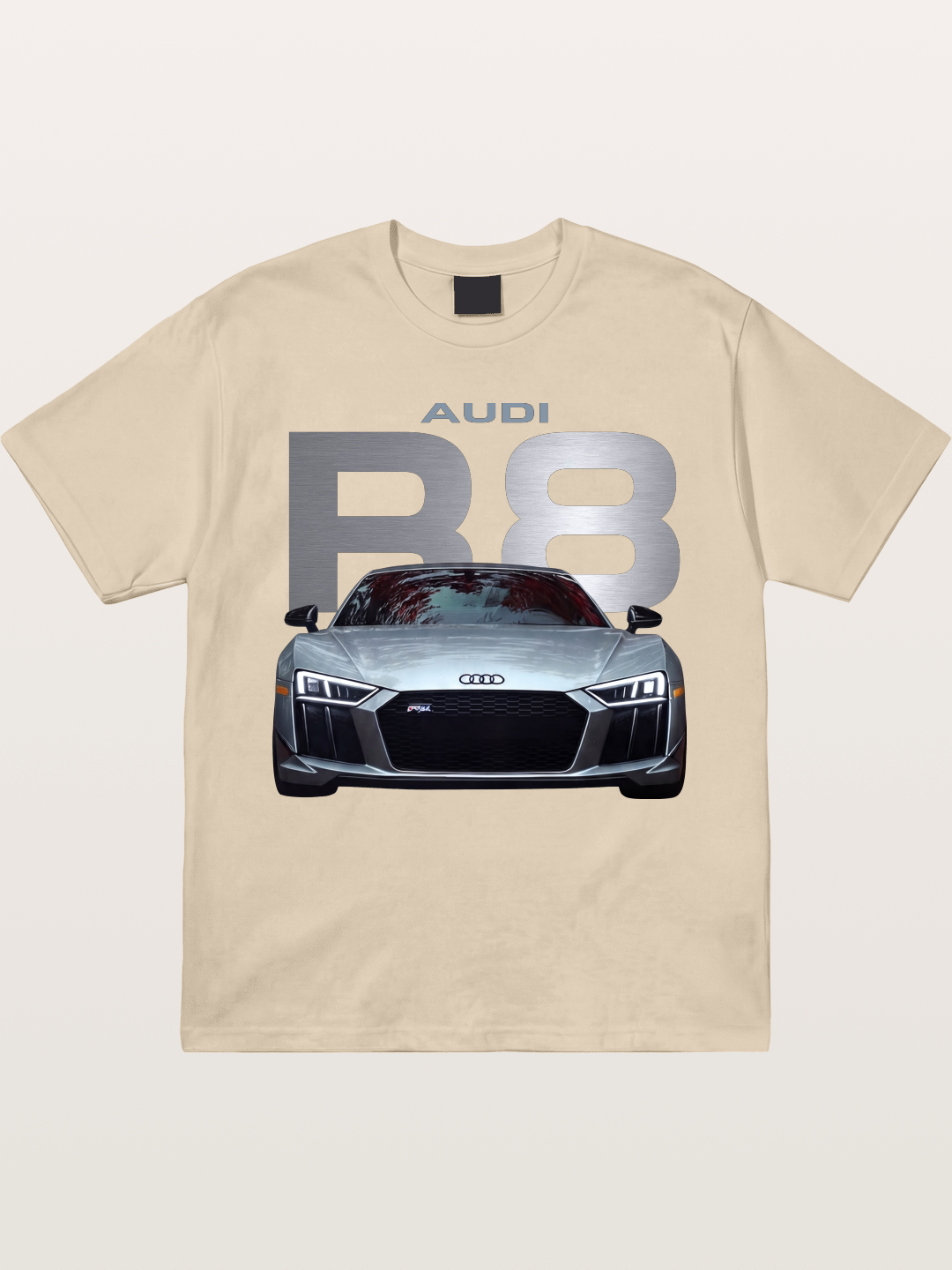 Audi R8 Silver Supercar Front Gildan T-shirt