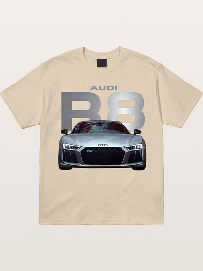 Audi R8 Silver Supercar Front Gildan T-shirt