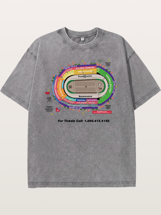 NASCAR Track Seating Map Art Print Washed T-shirt