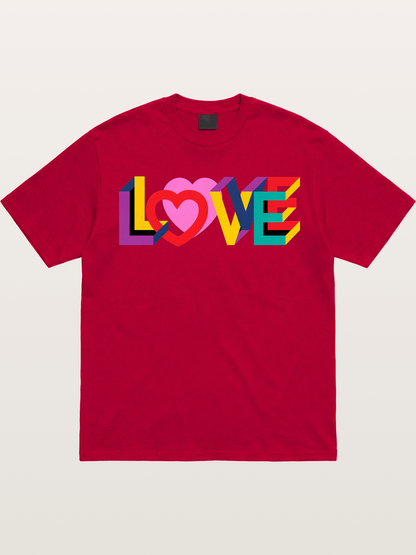 3D Love Typography With Heart Gildan T-shirt