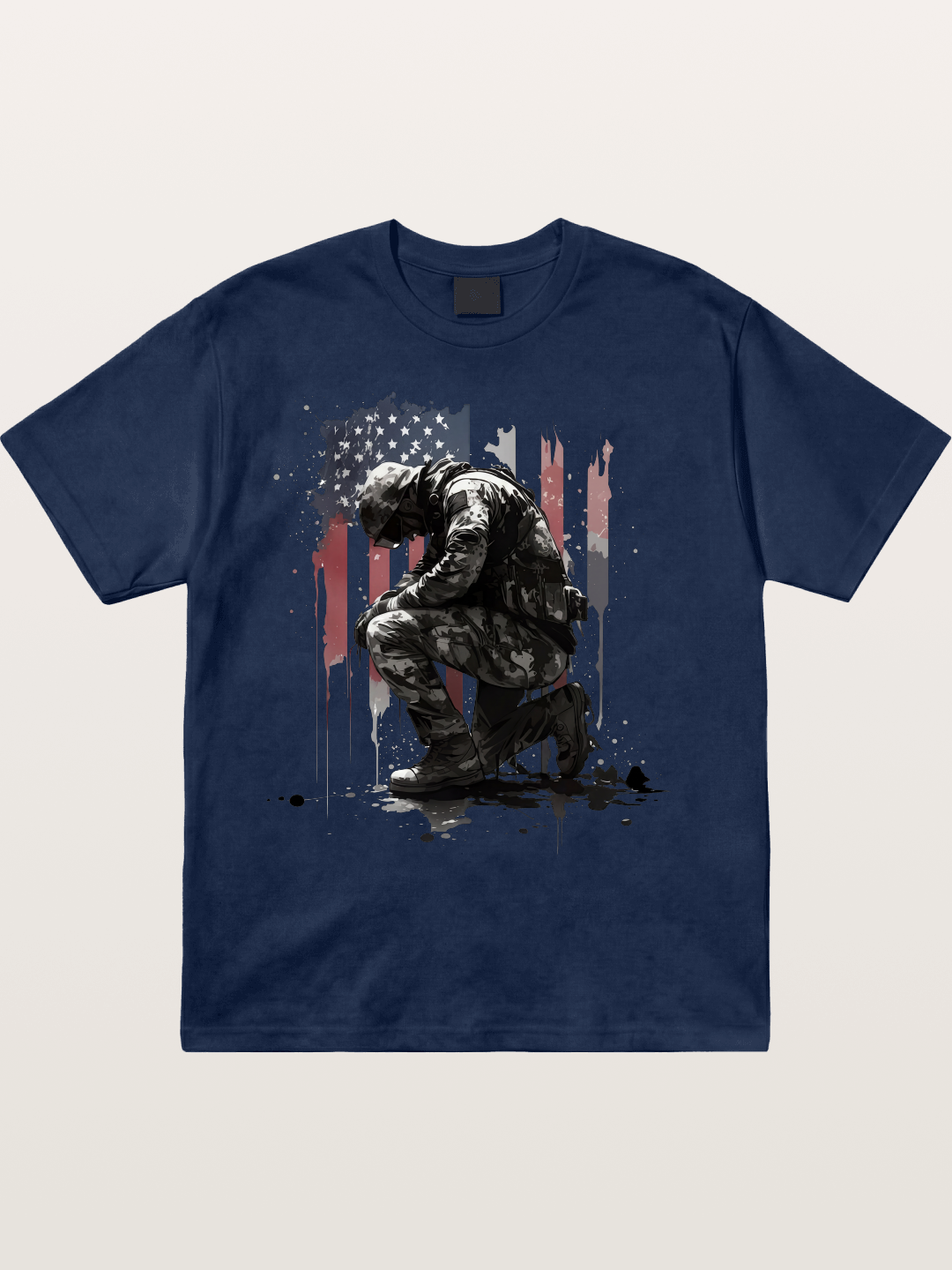Kneeling Soldier Memorial Print Cotton T-shirt
