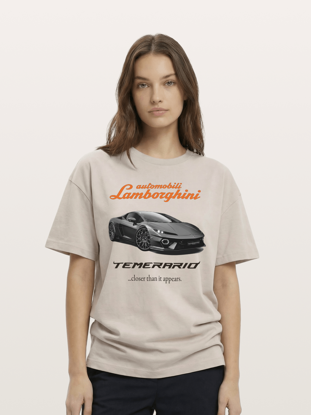 Lamborghini Temerario Grey Sports Car Cotton T-shirt