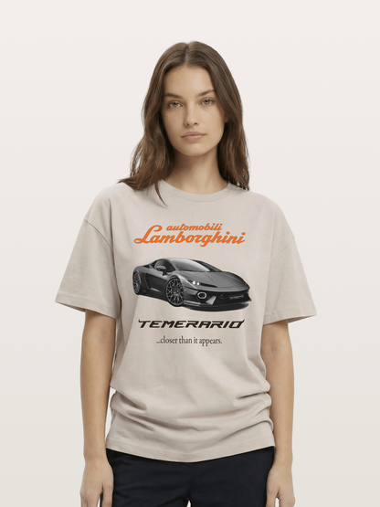 Lamborghini Temerario Grey Sports Car Cotton T-shirt