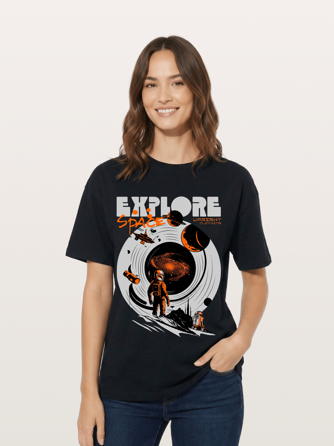 Space Explorer Astronaut Retro Sci-Fi Cotton T-shirt