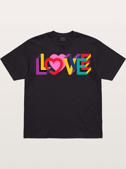 3D Love Typography With Heart Gildan T-shirt