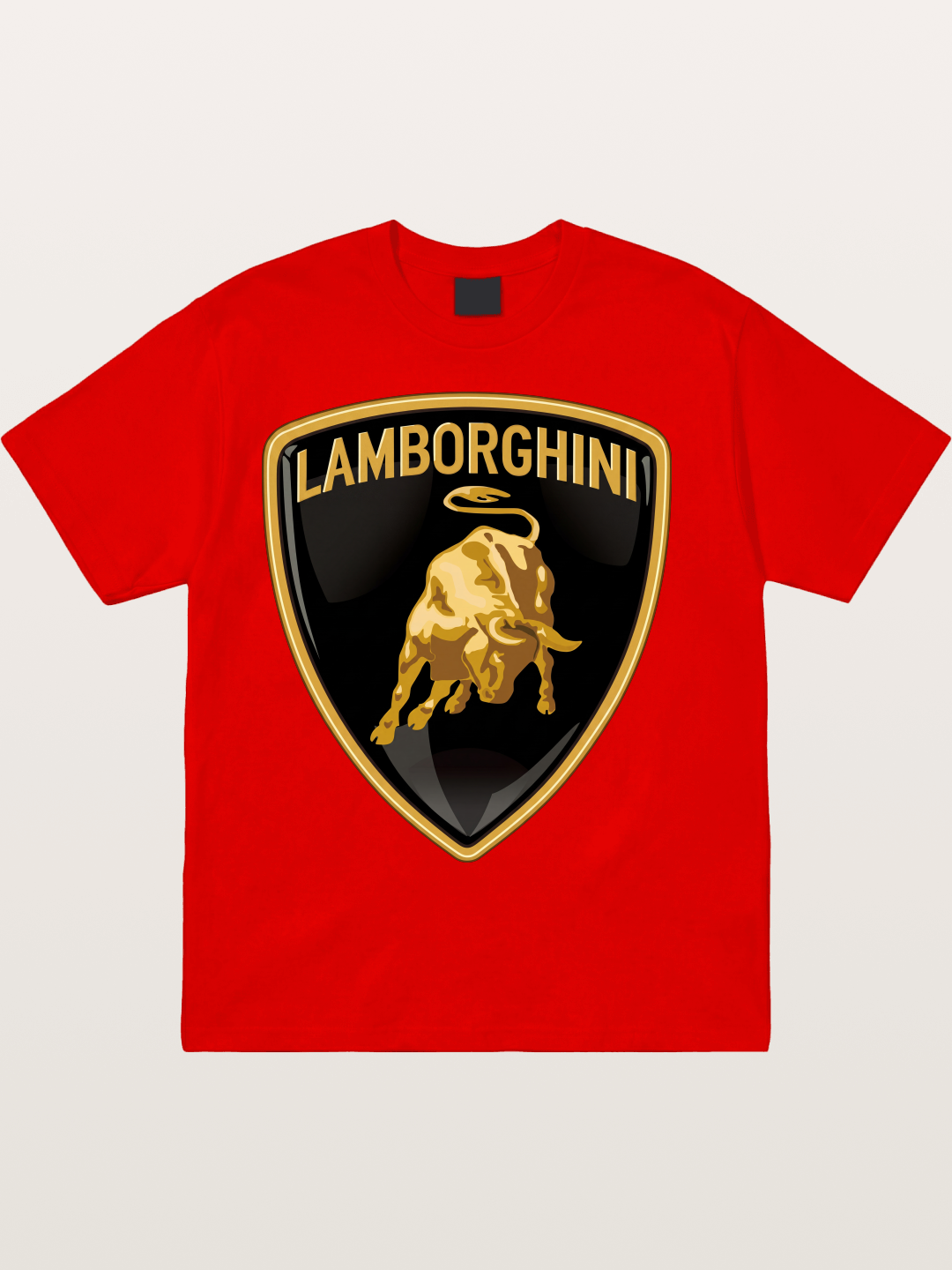 Lamborghini Gold Bull Shield Emblem Cotton T-shirt
