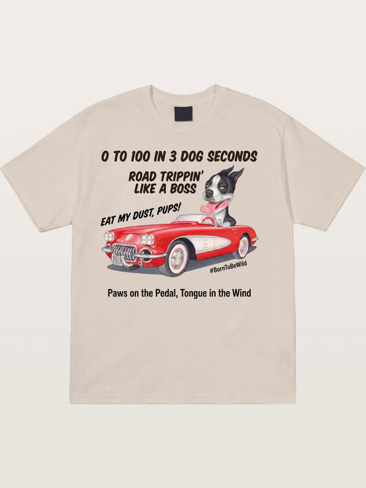 Dog Driving Corvette Road Trip Cotton T-shirt