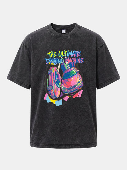 Graffiti BMW Driving Machine Washed T-shirt