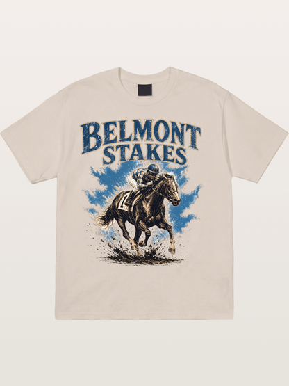Belmont Stakes Mud Splash Poster Cotton T-shirt.