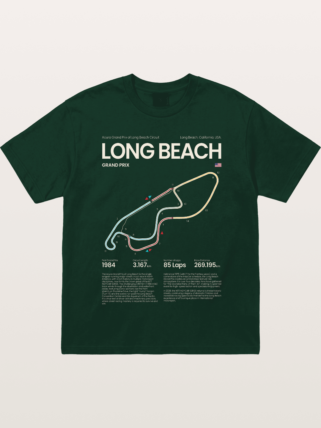 Long Beach GP Circuit Map Gildan T-shirt