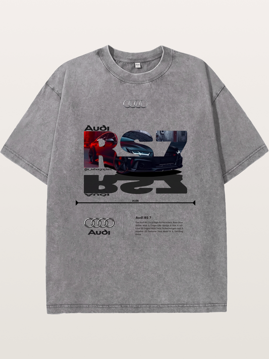 Audi RS7 Typography Collage Washed T-shirt