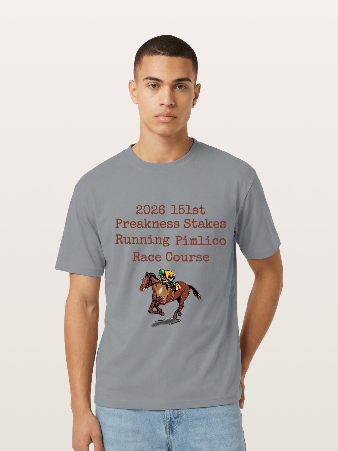 151st Preakness Yellow Silks Horse Gildan T-shirt
