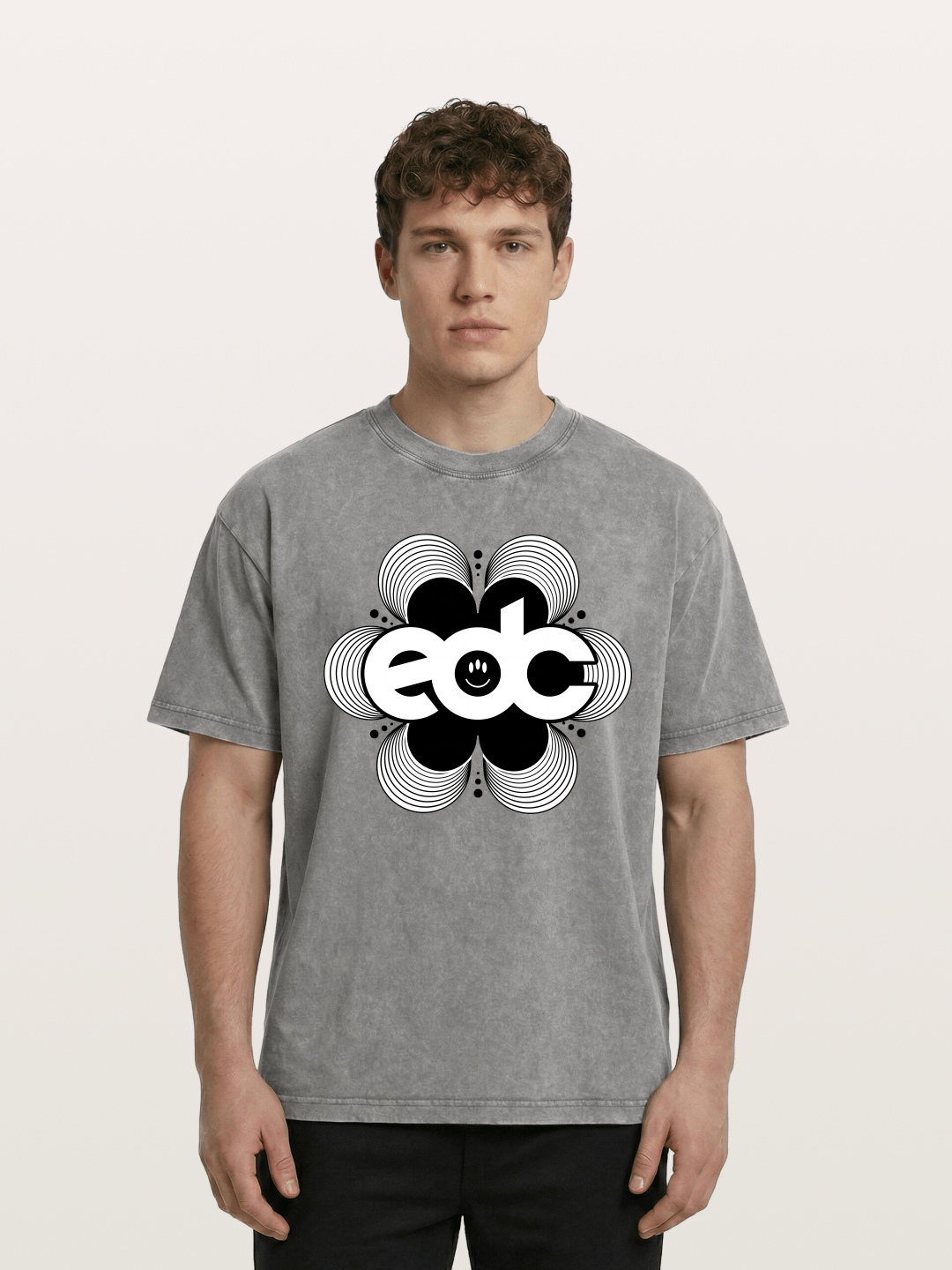 EDC Wavy Daisy Logo Design Washed T-shirt