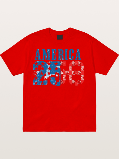 America 250 Grunge Typography Cotton T-shirt