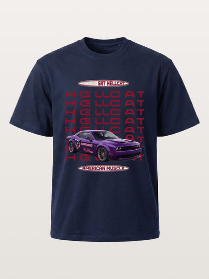 Purple Hellcat Repeat Font Card Cotton T-shirt