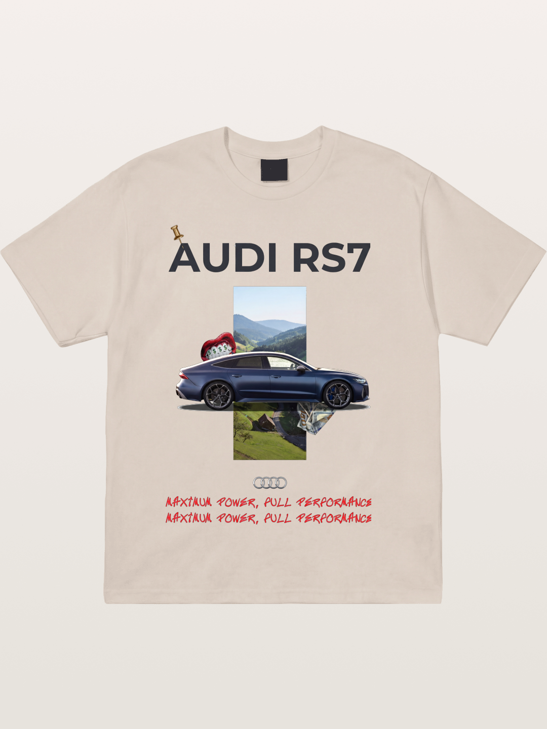 Audi RS7 Surreal Collage Art Cotton T-shirt
