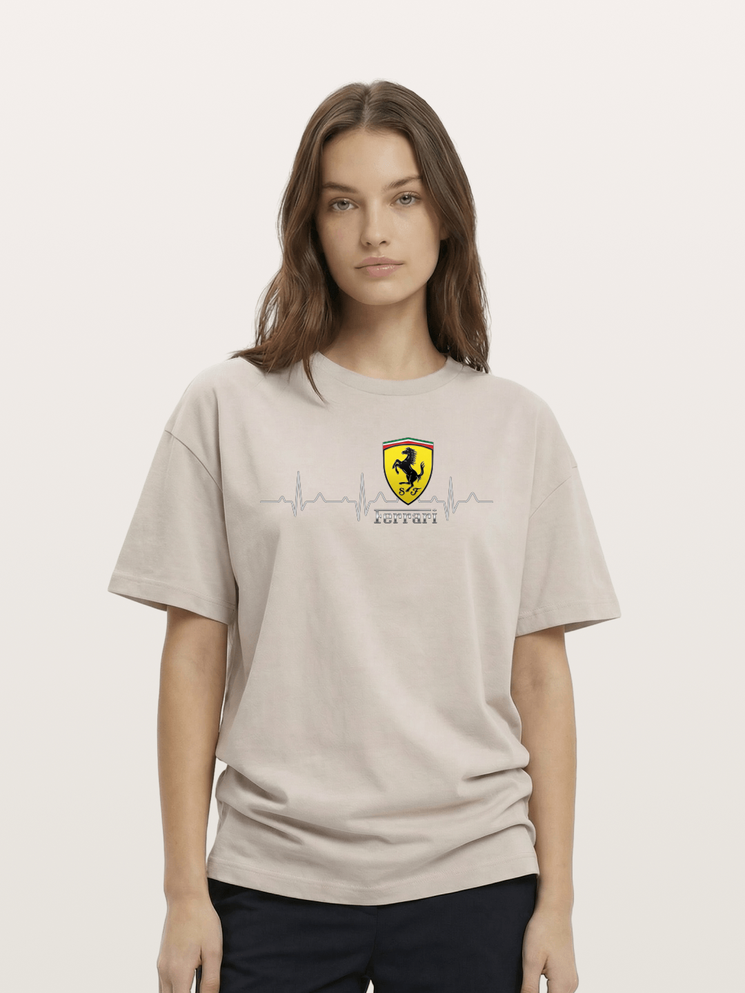 Ferrari Heartbeat ECG Line Design Cotton T-shirt